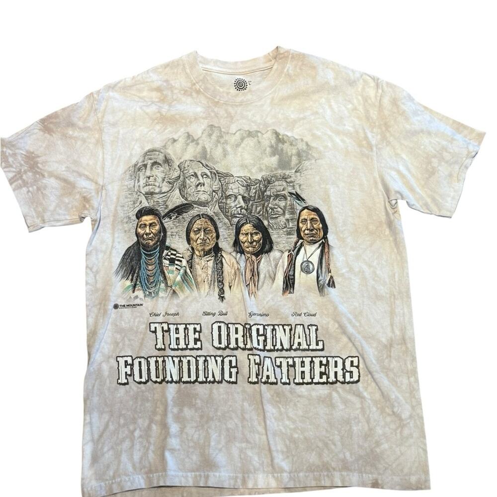 The Mountain Beige Tie Dye Founding Fathers Tee Adult Large